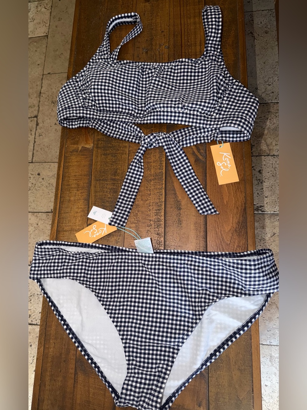 Target Navy Blue  and White Gingham Bikini Set